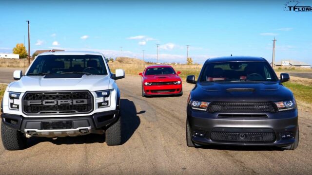 Ford-F-150-Raptor-vs-Dodge-Durango-vs-Dodge-Challenger-SRT-drag-race